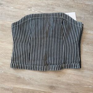 NWT - VERO MODA Ziva Stripe Strapless Denim Top - Sz Large